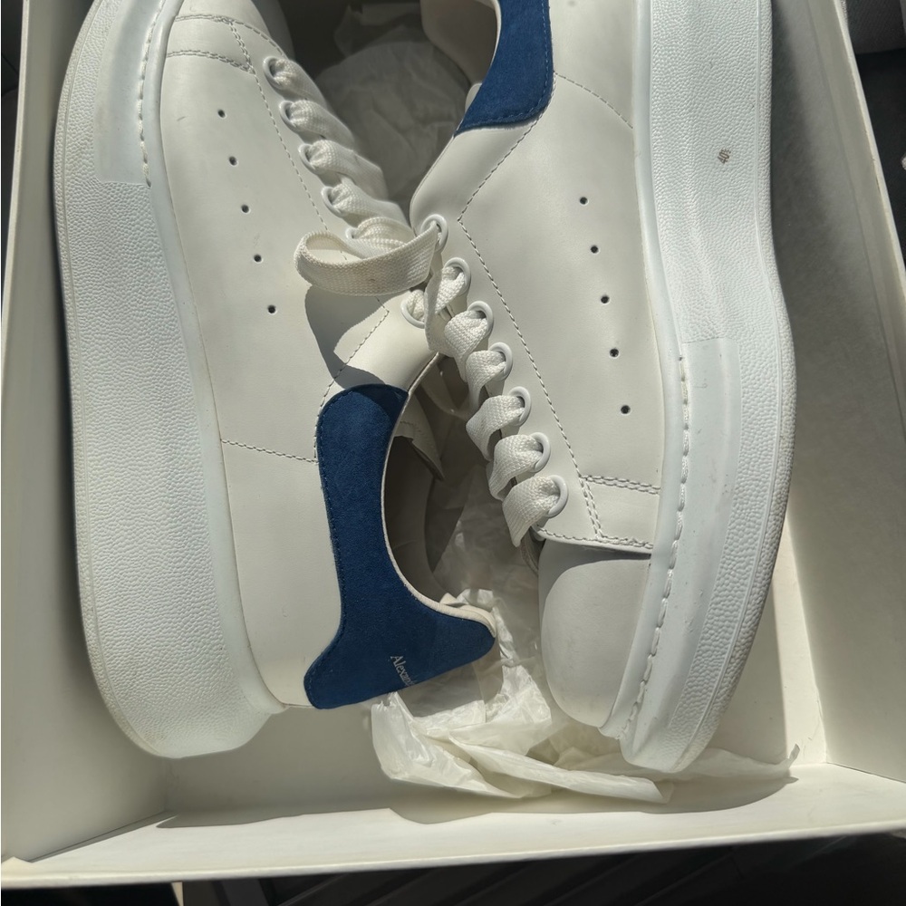Alexander McQueen White & Blue Platform Sneakers